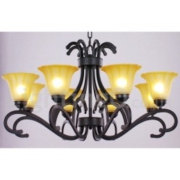 Lámpara de araña contemporánea de 8 luces, estilo vela, color negro