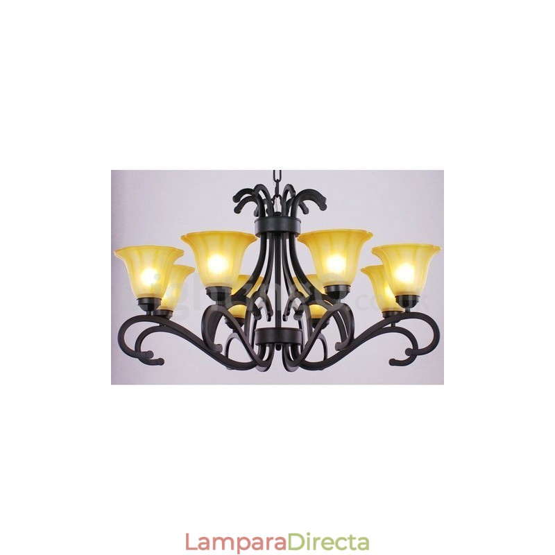 Lámpara de araña contemporánea de 8 luces, estilo vela, color negro