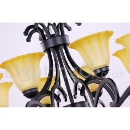 Lámpara de araña contemporánea de 8 luces, estilo vela, color negro