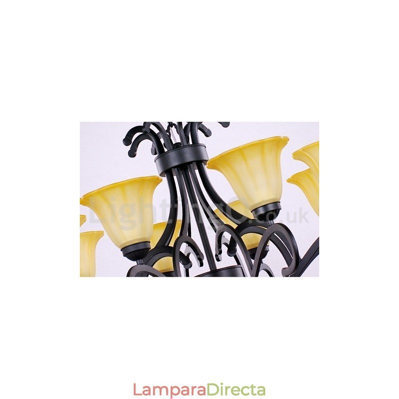 Lámpara de araña contemporánea de 8 luces, estilo vela, color negro