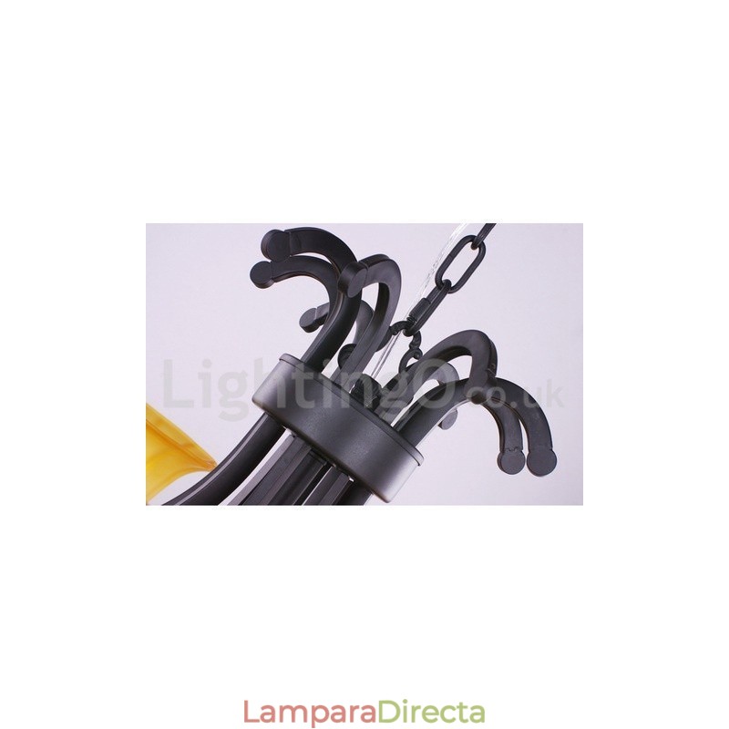 Lámpara de araña contemporánea de 8 luces, estilo vela, color negro