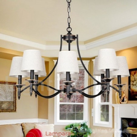 Lámpara de araña contemporánea de 8 luces, estilo retro rústico negro Lámpara de araña contemporánea de 8 luces, estilo retro rústico negro