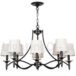 Lámpara de araña contemporánea de 8 luces, estilo retro rústico negro