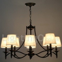 Lámpara de araña contemporánea de 8 luces, estilo retro rústico negro