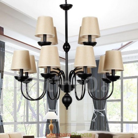 Lámpara de araña rústica de 12 luces y 2 niveles, estilo retro contemporáneo Lámpara de araña rústica de 12 luces y 2 niveles, estilo retro contemporáneo