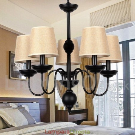 Lámpara de araña rústica retro contemporánea de 5 luces