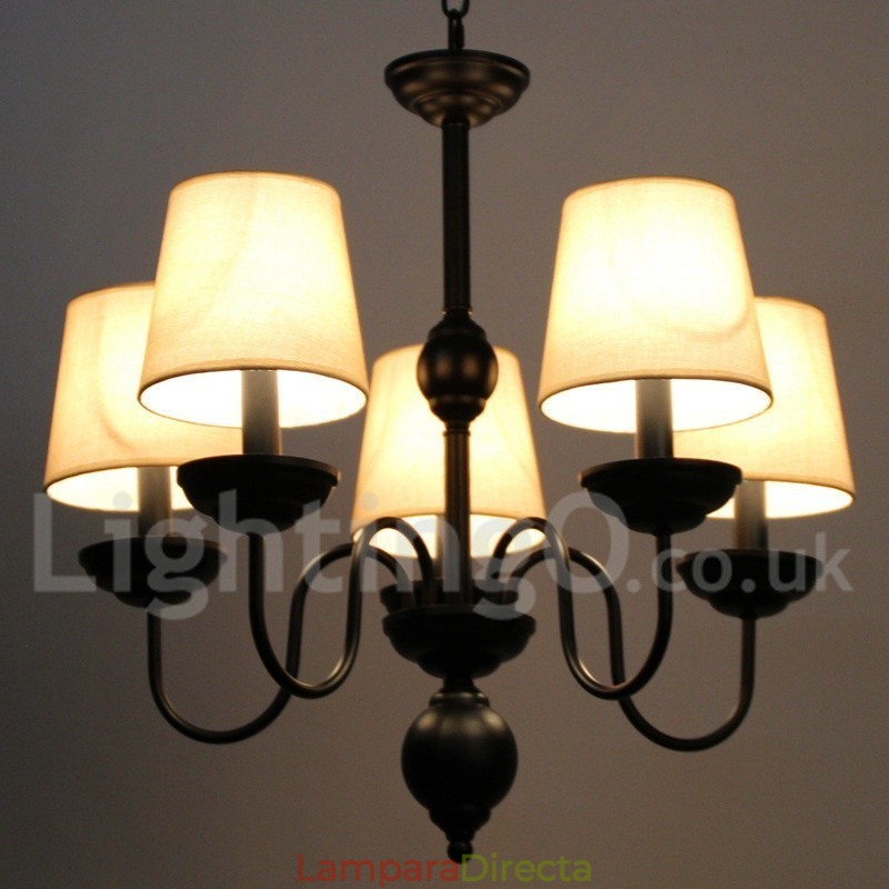 Lámpara de araña rústica retro contemporánea de 5 luces