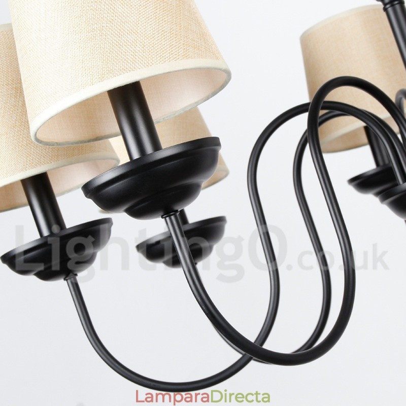 Lámpara de araña rústica retro contemporánea de 5 luces