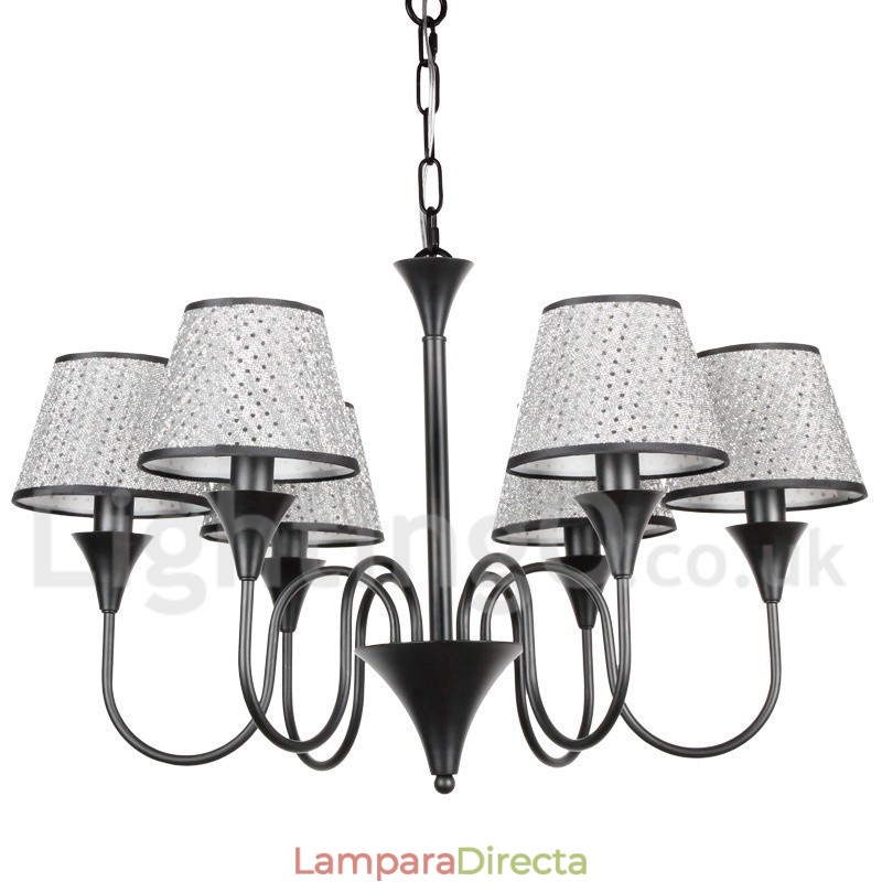 Lámpara de araña de 6 luces, estilo rústico, moderno, contemporáneo, retro, color negro