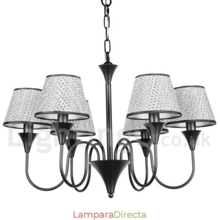 Lámpara de araña de 6 luces, estilo rústico, moderno, contemporáneo, retro, color negro Lámpara de araña de 6 luces, estilo rústico, moderno, contemporáneo, retro, color negro