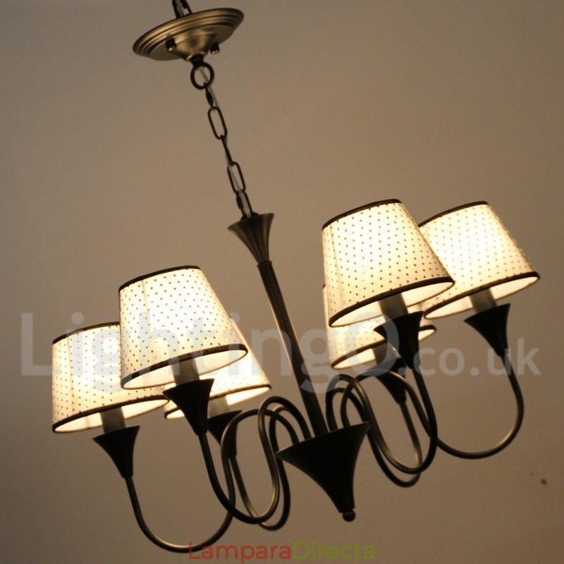 Lámpara de araña de 6 luces, estilo rústico, moderno, contemporáneo, retro, color negro