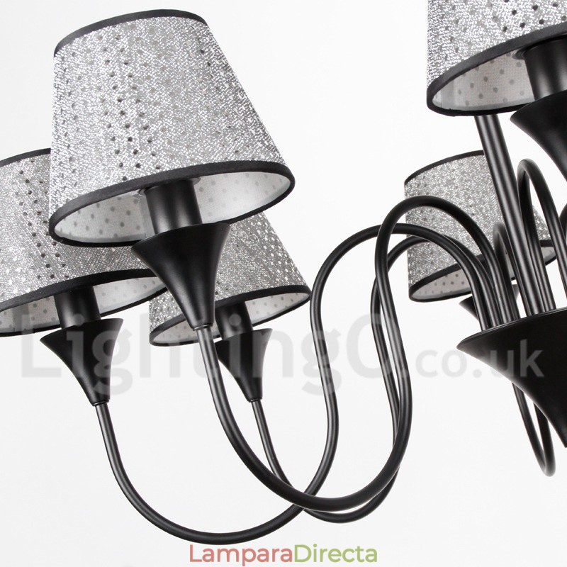 Lámpara de araña de 6 luces, estilo rústico, moderno, contemporáneo, retro, color negro