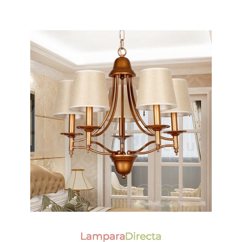 Lámpara de araña rústica estilo mediterráneo retro de 5 luces