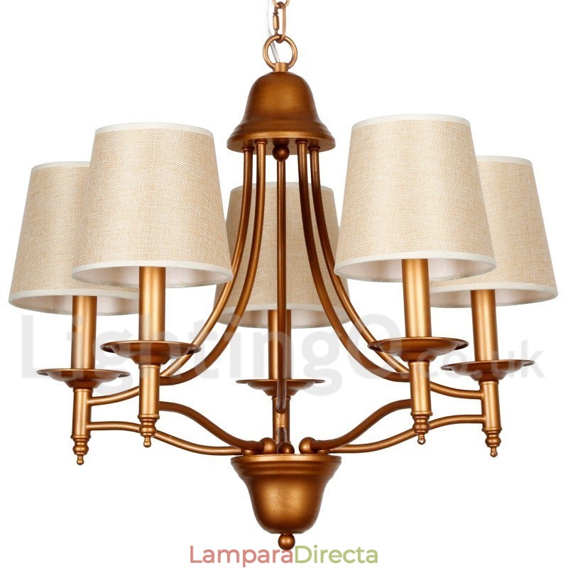 Lámpara de araña rústica estilo mediterráneo retro de 5 luces