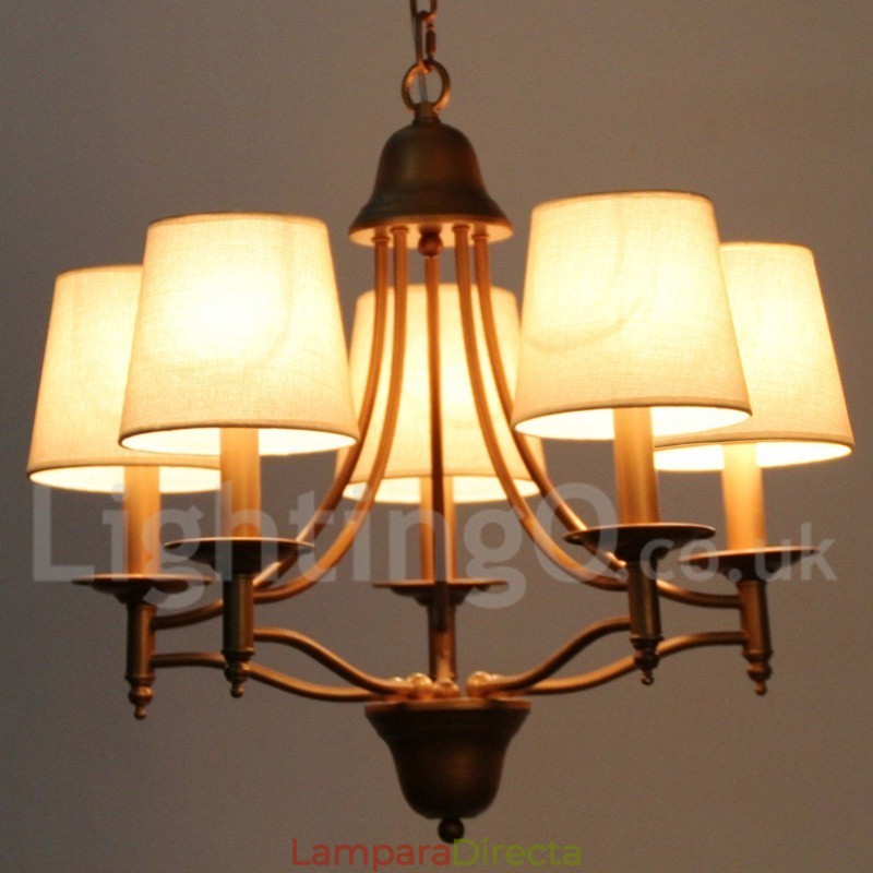 Lámpara de araña rústica estilo mediterráneo retro de 5 luces