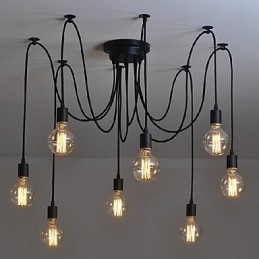 Lámpara colgante de 8 luces, estilo tradicional, clásico, retro, de metal.