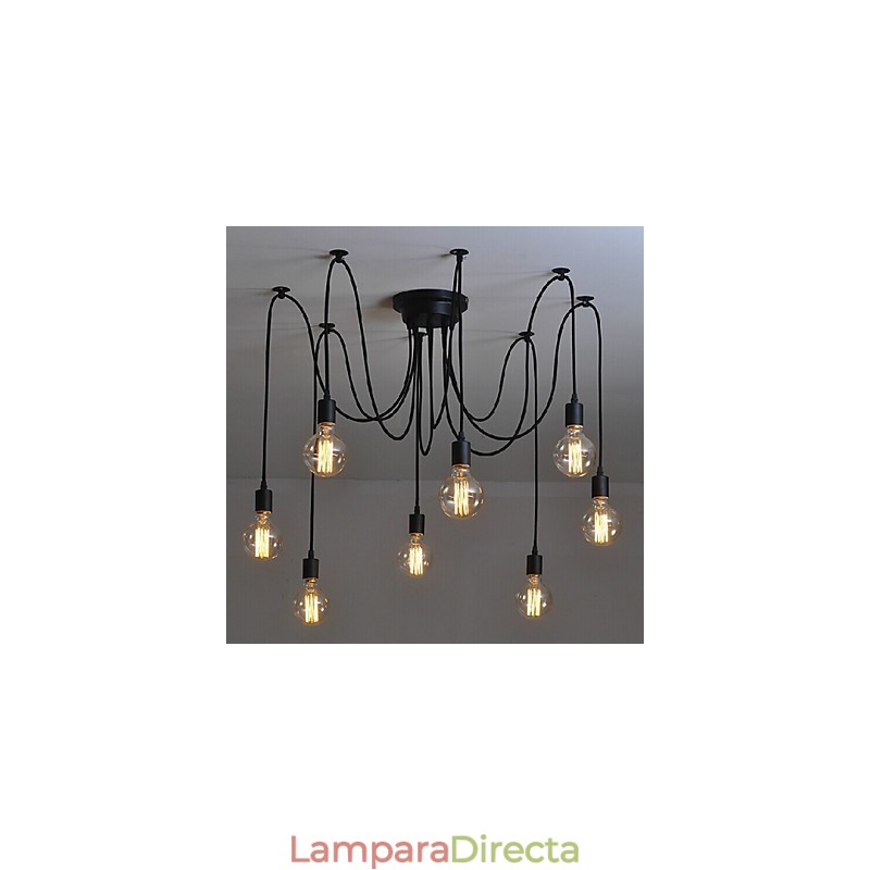 Lámpara colgante de 8 luces, estilo tradicional, clásico, retro, de metal.
