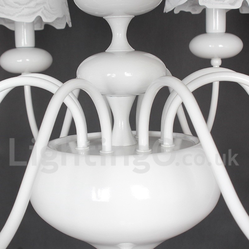 Lámpara de araña moderna contemporánea de 8 luces, estilo vela blanca hueca