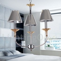 Lámpara de araña moderna contemporánea de 3 luces estilo vela cromada