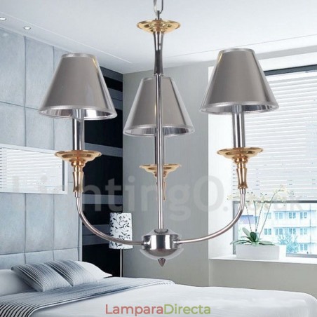 Lámpara de araña moderna contemporánea de 3 luces estilo vela cromada Lámpara de araña moderna contemporánea de 3 luces estilo vela cromada