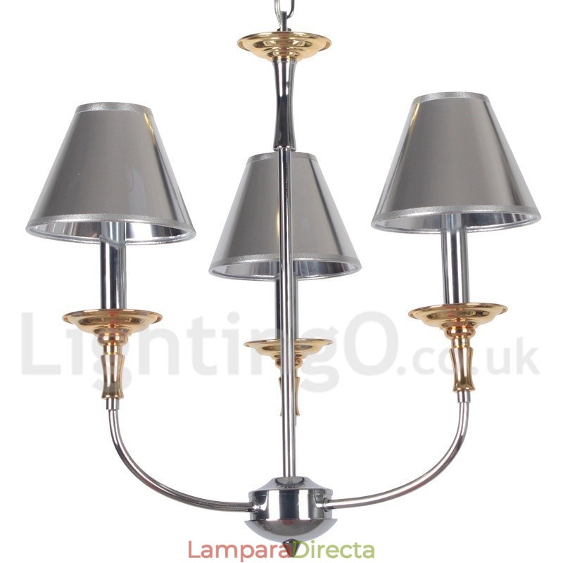 Lámpara de araña moderna contemporánea de 3 luces estilo vela cromada