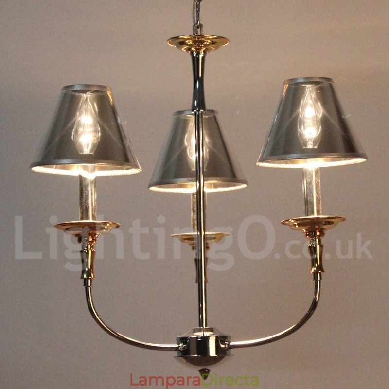 Lámpara de araña moderna contemporánea de 3 luces estilo vela cromada