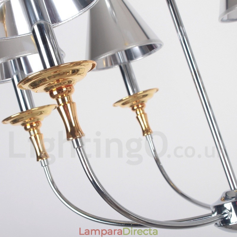 Lámpara de araña moderna contemporánea de 3 luces estilo vela cromada