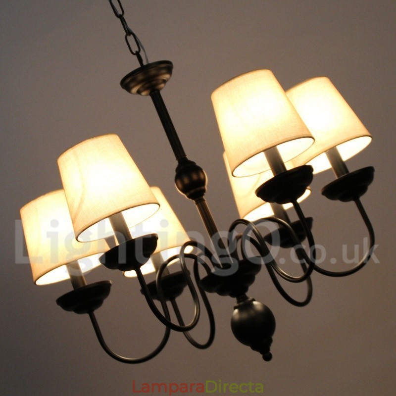Lámpara de araña rústica retro contemporánea de 6 luces