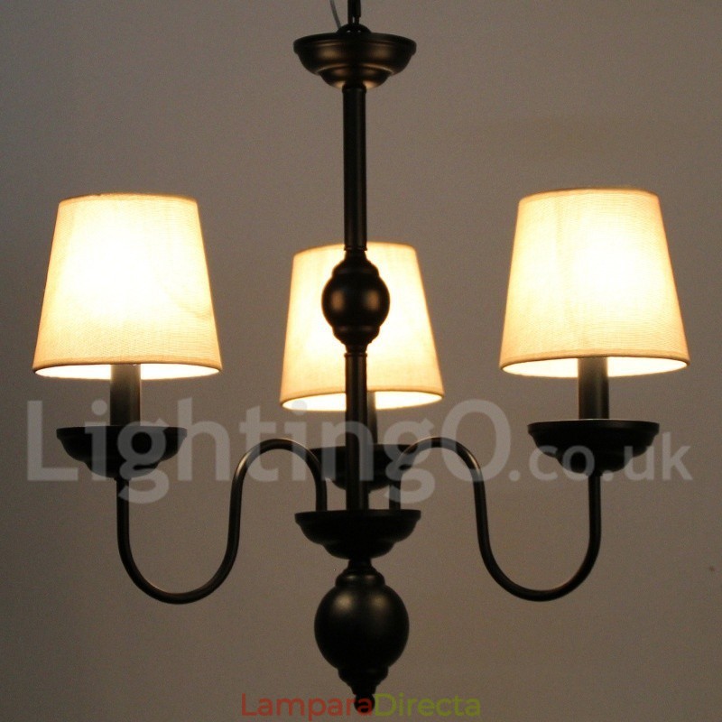 Lámpara de araña de 3 luces estilo rústico retro contemporáneo con forma de vela
