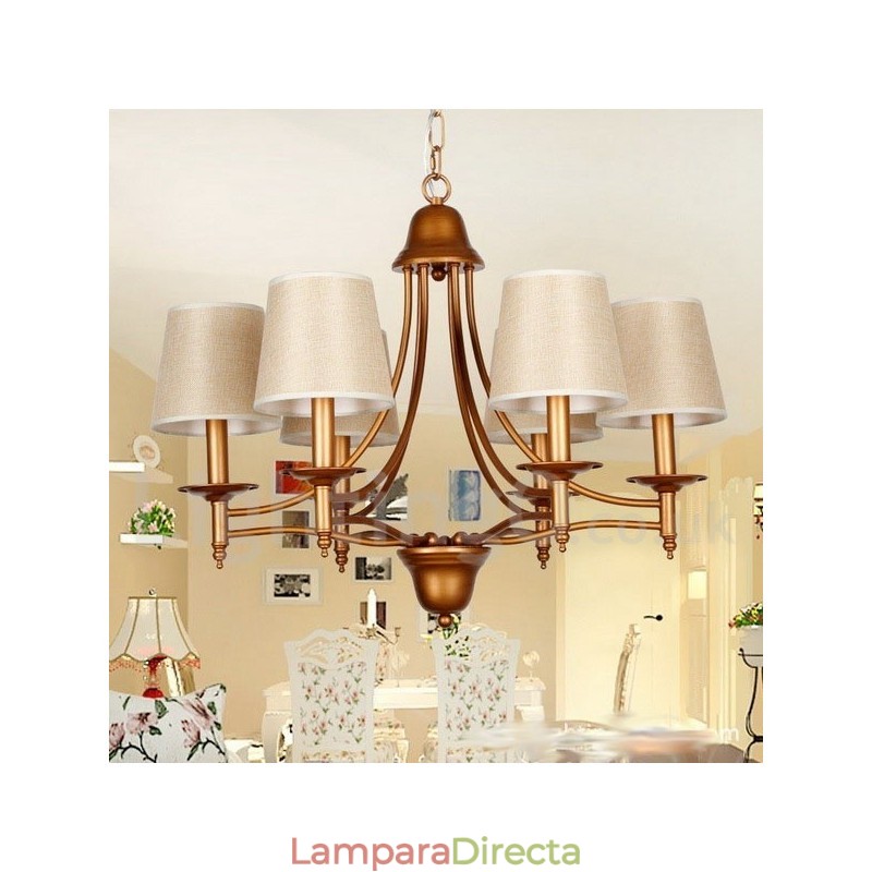 Lámpara de araña rústica estilo mediterráneo retro de 6 luces