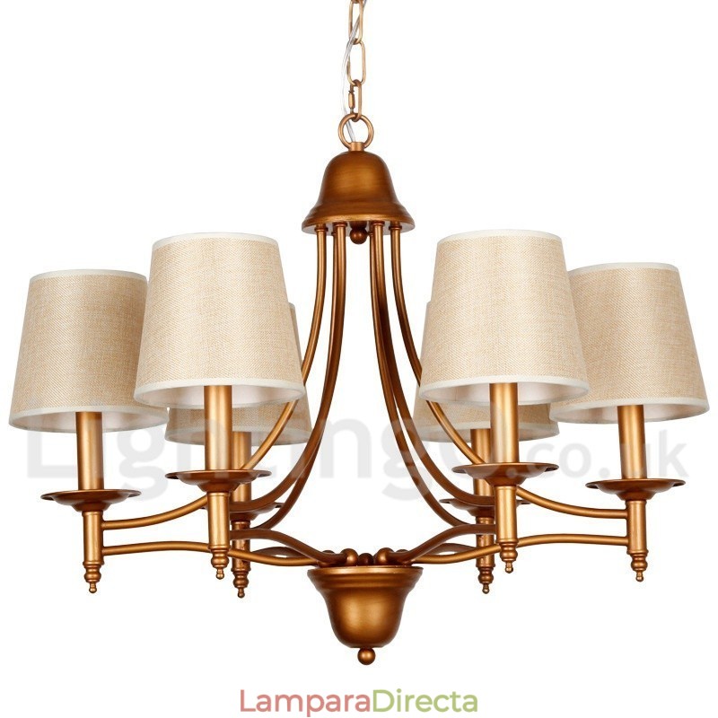 Lámpara de araña rústica estilo mediterráneo retro de 6 luces