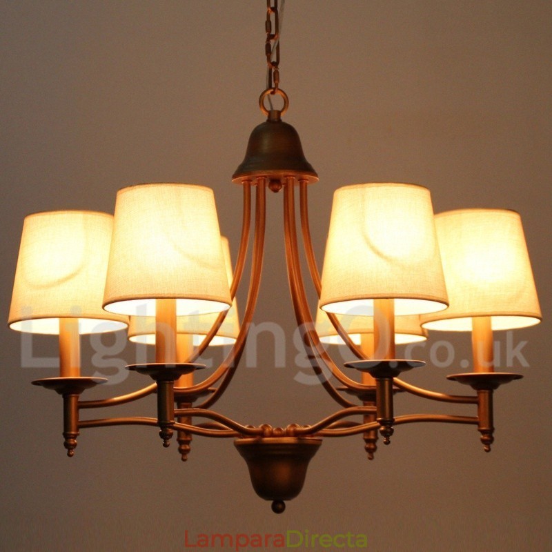 Lámpara de araña rústica estilo mediterráneo retro de 6 luces