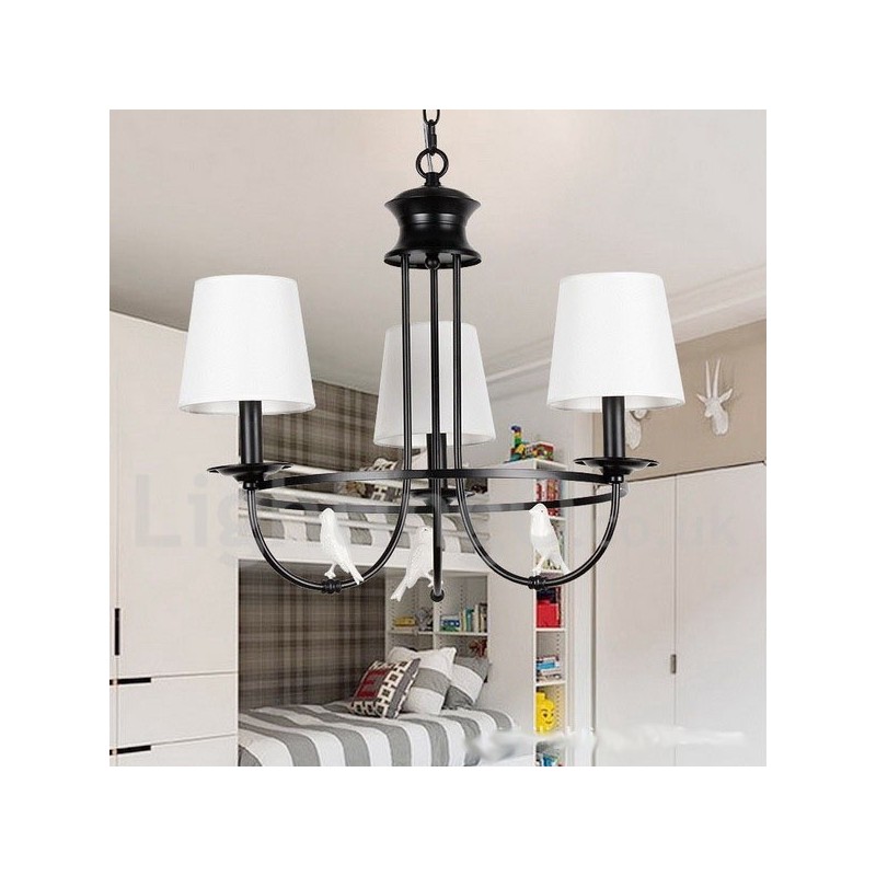Lámpara de araña de 3 luces estilo mediterráneo, estilo rústico contemporáneo, estilo vela, color negro retro