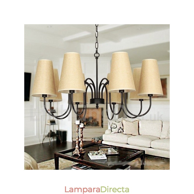 Lámpara de araña estilo vela contemporáneo retro de 8 luces