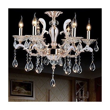 Lámparas colgantes de cristal con forma de vela de lujo de estilo europeo de aleación de zinc Lámparas colgantes de cristal con forma de vela de lujo de estilo europeo de aleación de zinc