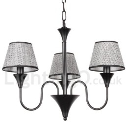 Lámpara de araña de 3 luces, estilo rústico, moderno, contemporáneo, retro, color negro