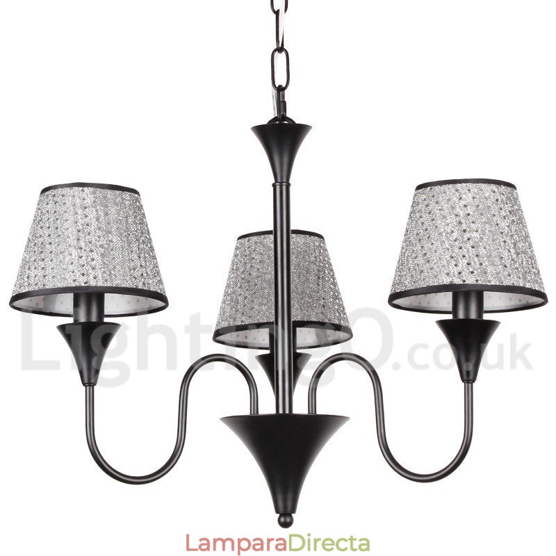 Lámpara de araña de 3 luces, estilo rústico, moderno, contemporáneo, retro, color negro