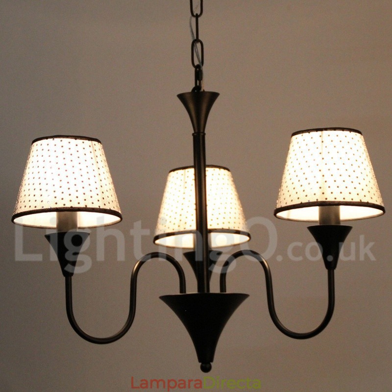 Lámpara de araña de 3 luces, estilo rústico, moderno, contemporáneo, retro, color negro