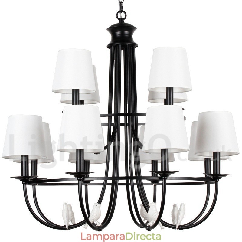 Lámpara de araña de 12 luces estilo mediterráneo, estilo rústico contemporáneo, estilo vela, color negro retro
