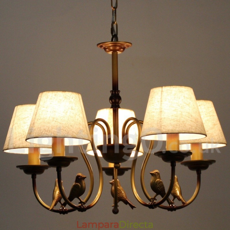 Lámpara de araña de 5 luces, estilo rústico retro contemporáneo y moderno