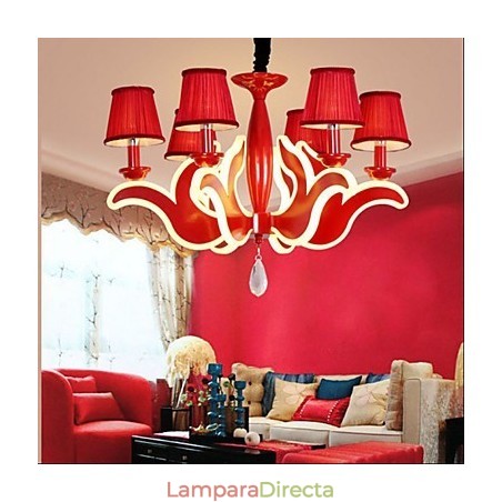 Lámpara de araña acrílica roja con luces de jardín creativas Lámpara de araña acrílica roja con luces de jardín creativas