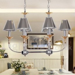 Lámpara de araña moderna contemporánea de 6 luces estilo vela cromada