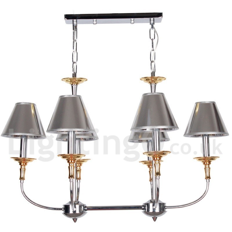 Lámpara de araña moderna contemporánea de 6 luces estilo vela cromada