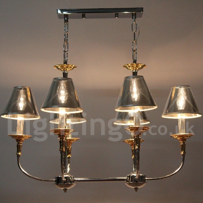 Lámpara de araña moderna contemporánea de 6 luces estilo vela cromada