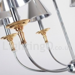 Lámpara de araña moderna contemporánea de 4 luces estilo vela cromada