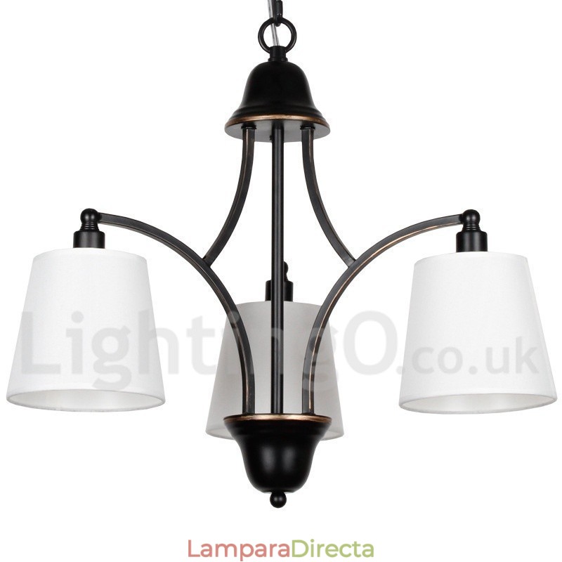 Lámpara de araña de 3 luces estilo rústico retro contemporáneo con forma de vela
