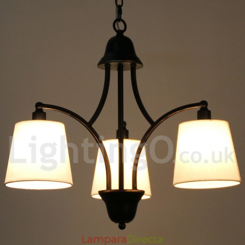 Lámpara de araña de 3 luces estilo rústico retro contemporáneo con forma de vela