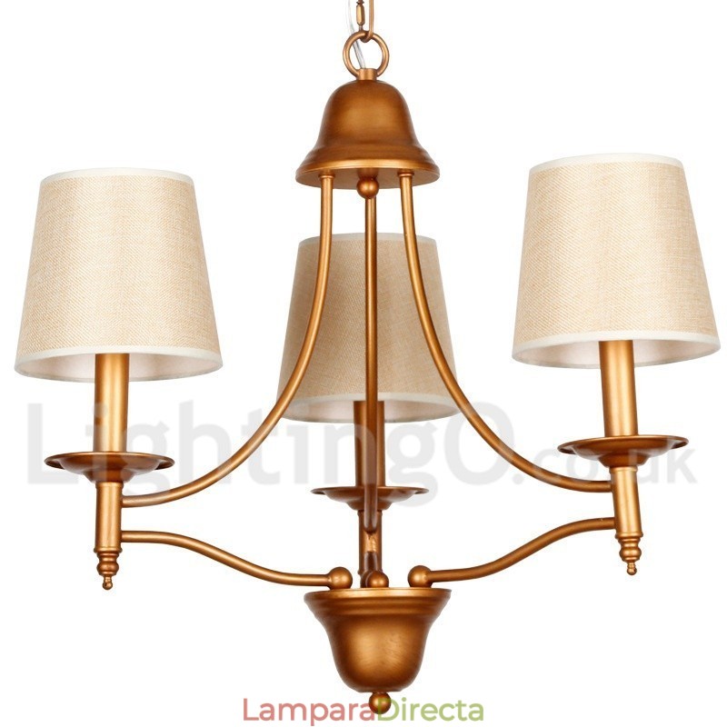 Lámpara de araña rústica de 3 luces estilo retro mediterráneo con forma de vela