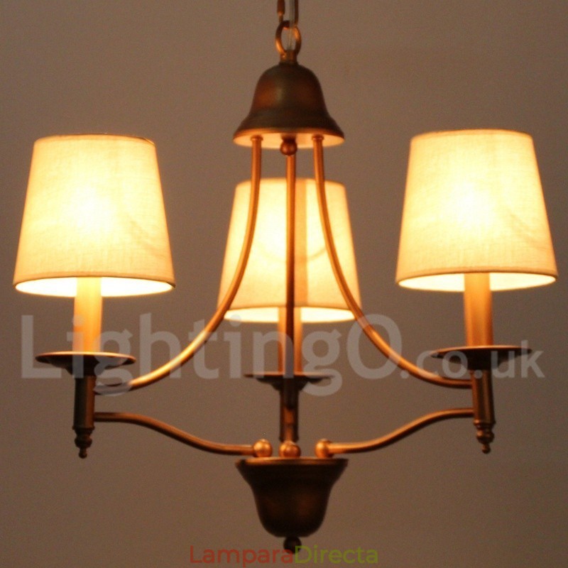 Lámpara de araña rústica de 3 luces estilo retro mediterráneo con forma de vela