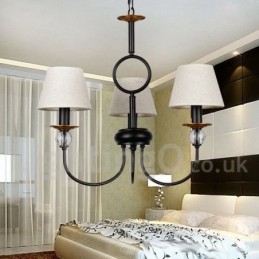 Lámpara de araña de 3 luces, estilo rústico, retro, estilo mediterráneo, contemporánea, estilo vela, color negro